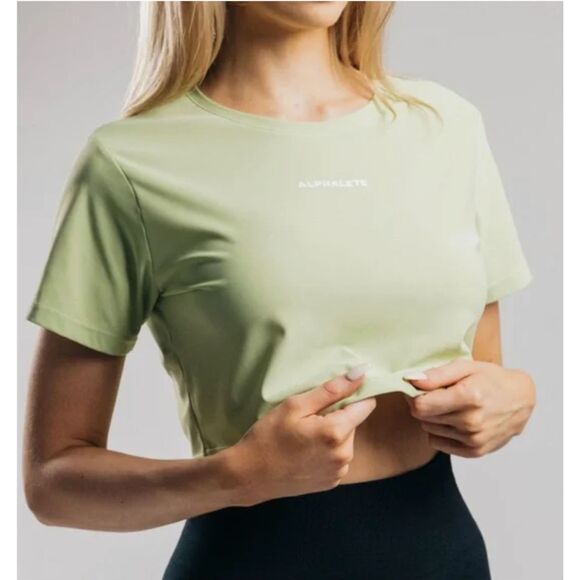 Alphalete Tops - Alphalete Signature Mesh Crop Light Green Size Small